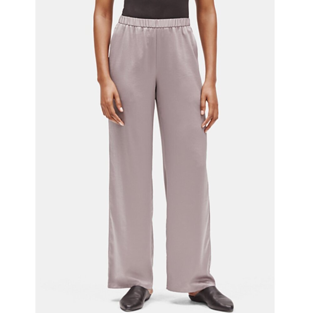 New W/Tags Eileen Fisher - Recycled Polyester Satin Straight Leg Pants, Briar L